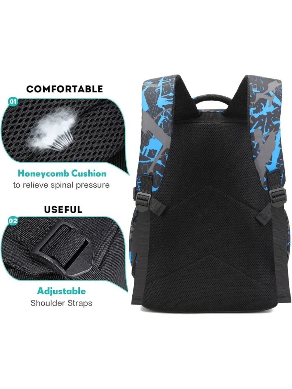 Lightweight School Backpack for Boys, Casual Daypack & Sling Bag Set, Blue